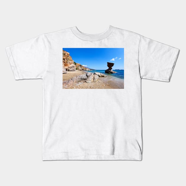 Rock formations at Liopessi near St. Peter in Andros, Greece Kids T-Shirt by Constantinos Iliopoulos Photography